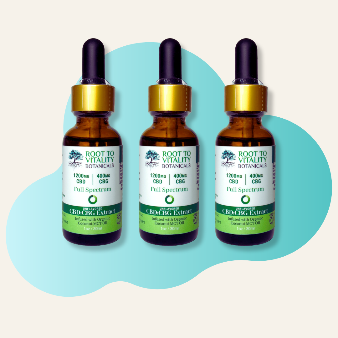 Bundle & Save: 1200MG CBD : 400MG CBG Full Spectrum Unflavored CBD Hemp Extract, 3 tinctures