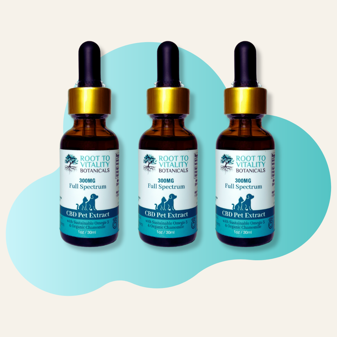 Bundle & Save: 300MG Full Spectrum CBD Pet Extract with Sustainable Omega-3 & Organic Chamomile, 3 tinctures