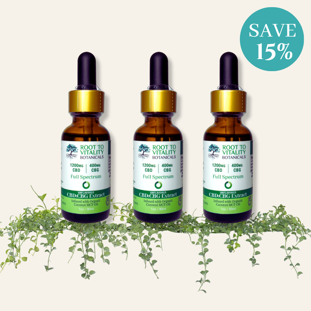 Bundle & Save: 1200MG CBD : 400MG CBG Full Spectrum Unflavored CBD Hemp Extract, 3 tinctures