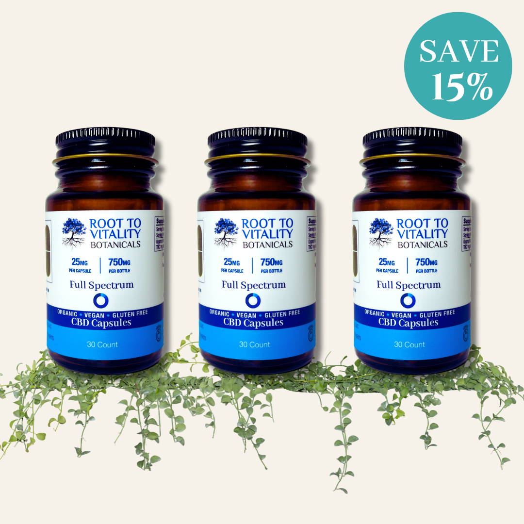 Bundle & Save: Organic & Vegan 25MG CBD Capsules, 3 bottles
