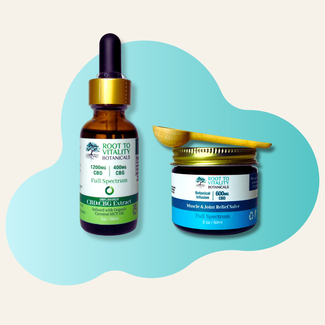Bundle And Save - 1200MG CBD : 400MG CBG Unflavored Hemp Extract and Muscle & Joint Relief CBD Botanical Salve