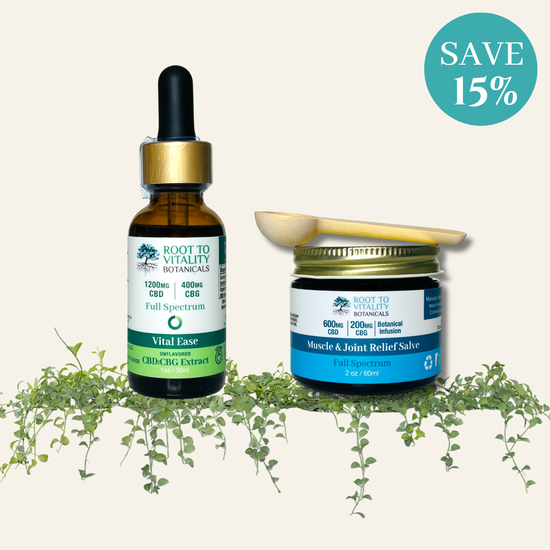 1200MG CBD | 400MG CBG Unflavored Extract and Muscle & Joint Relief Salve - 600MG CBD | 200MG CBG | Botanical Infusion 