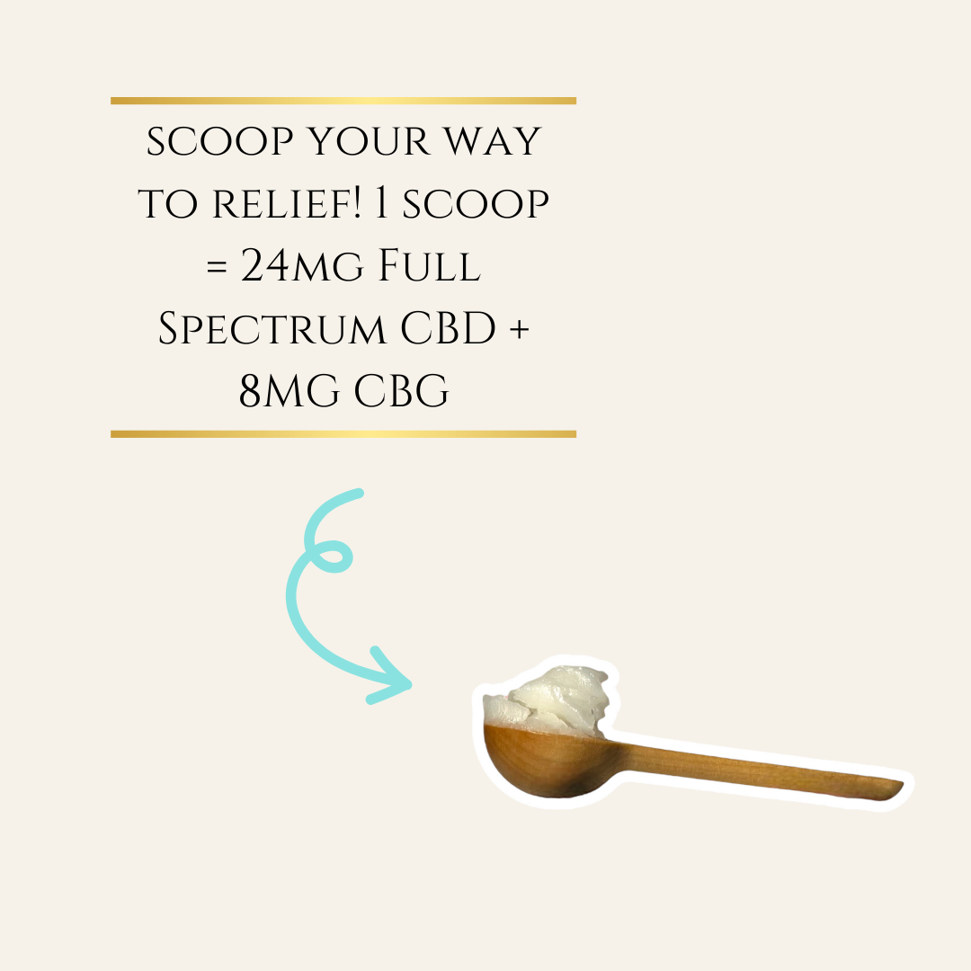 1 scoop = 24MG Full Spectrum CBD + 8MG CBG