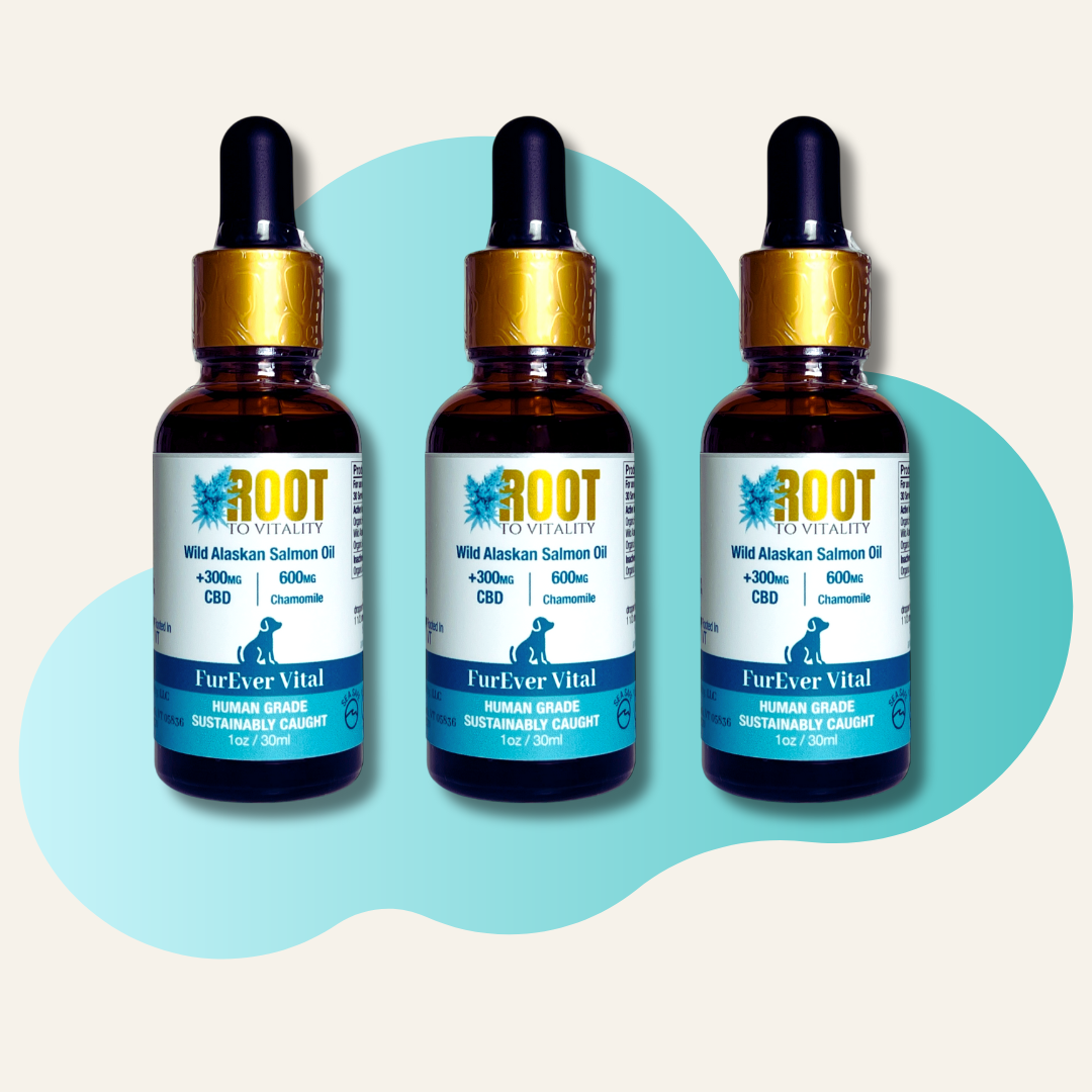 Bundle & Salve: FurEver Vital Pet Tincture that contains Wild Alaskan Salmon Oil, CBD, and Chamomile. Save 15% when you purchase 3. 