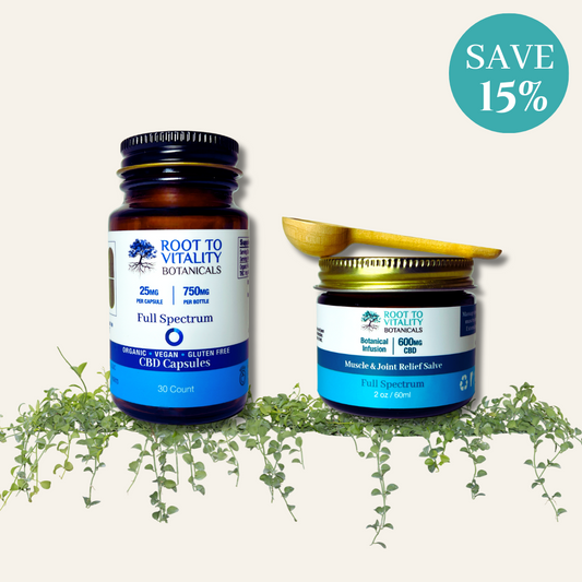 Bundle & Save - 25MG CBD Capsules and Muscle & Joint Relief CBD Botanical Salve