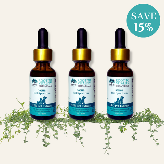 Bundle & Save: 300MG Full Spectrum CBD Pet Extract with Sustainable Omega-3 & Organic Chamomile, 3 tinctures
