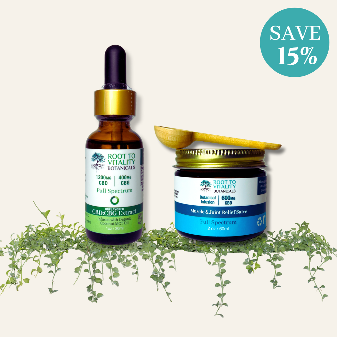 Bundle And Save - 1200MG CBD : 400MG CBG Unflavored Hemp Extract and Muscle & Joint Relief CBD Botanical Salve